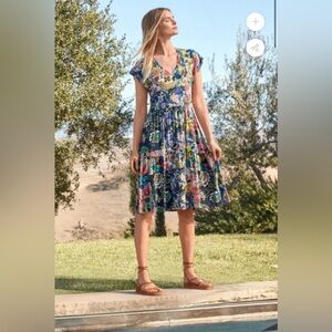 Johnny Was Los Angeles Chelsea Tiered Tea Length Dress